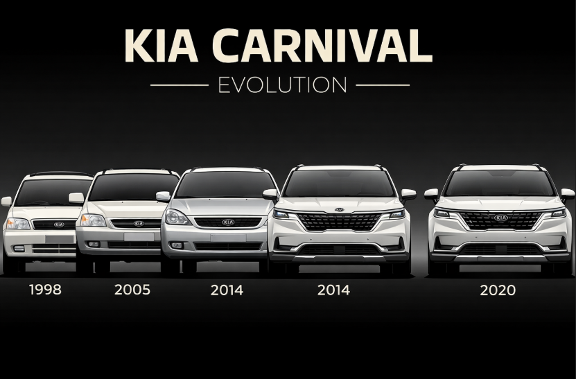 🌟 Kia Carnival: Повна еволюція легендарного мінівена (1998–2025)